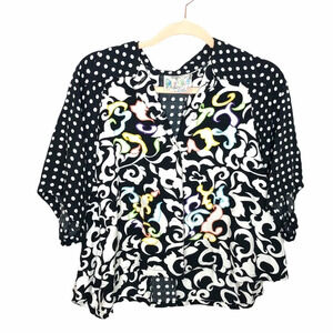 Vintage 80s 90s Abstract Button Down Short Sleeve Blouse